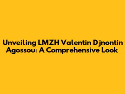 Unveiling LMZH Valentin Djnontin Agossou: A Comprehensive Look
