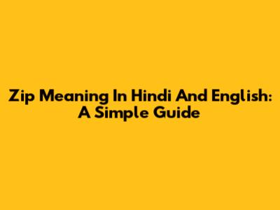 Zip Meaning In Hindi And English: A Simple Guide